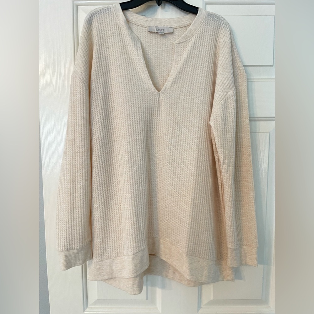 LOFT waffle knit long sleeve top